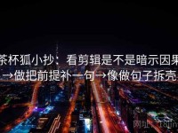 茶杯狐小抄：看剪辑是不是暗示因果→做把前提补一句→像做句子拆壳