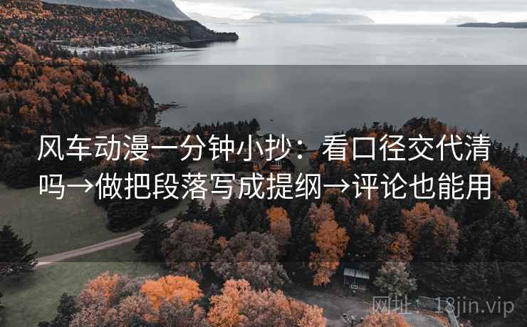 风车动漫一分钟小抄：看口径交代清吗→做把段落写成提纲→评论也能用